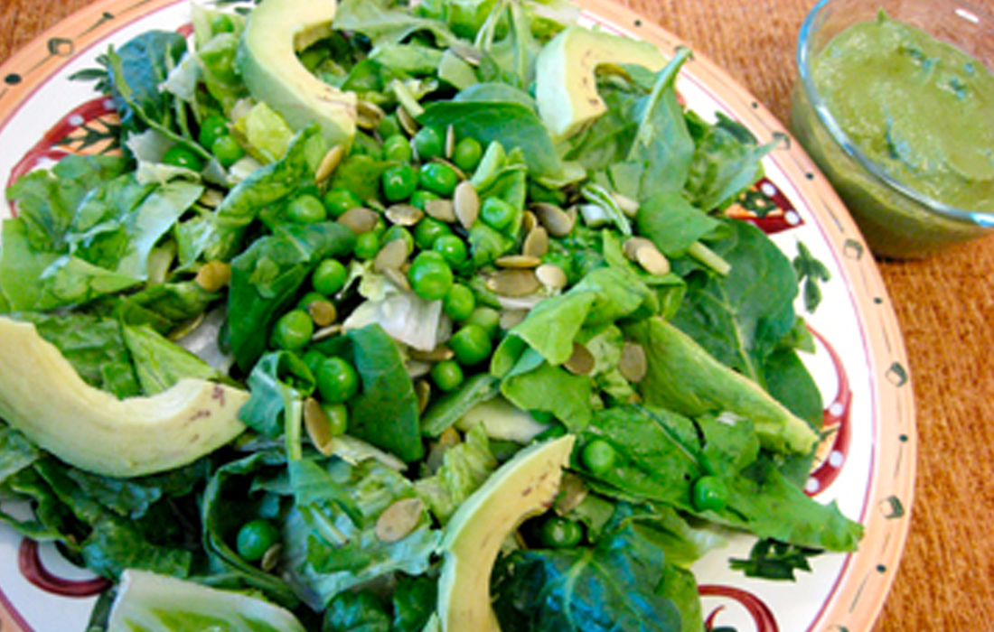 St. Patrick's Day Green Salad with Basil Apple Dressing