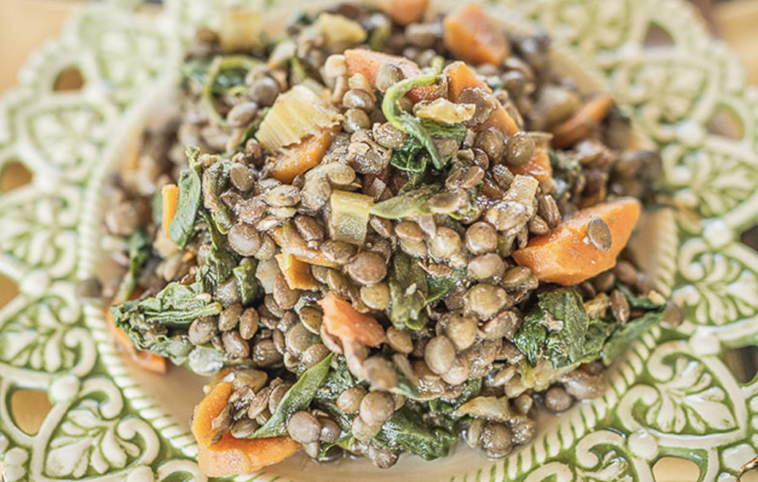 Seasoned Lentils with Spinach