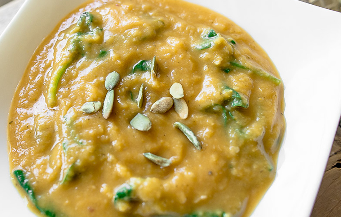 Sweet Potato Soup with Ginger and Kale