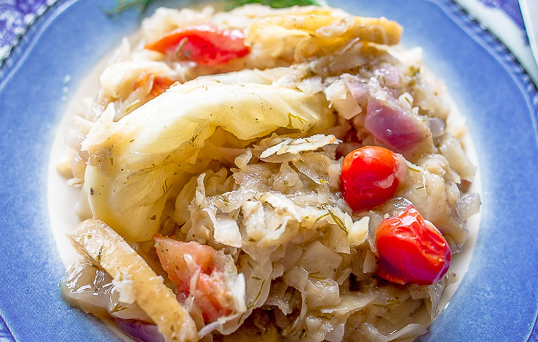 Slow Cooker Sweet Potato and Cabbage Casserole