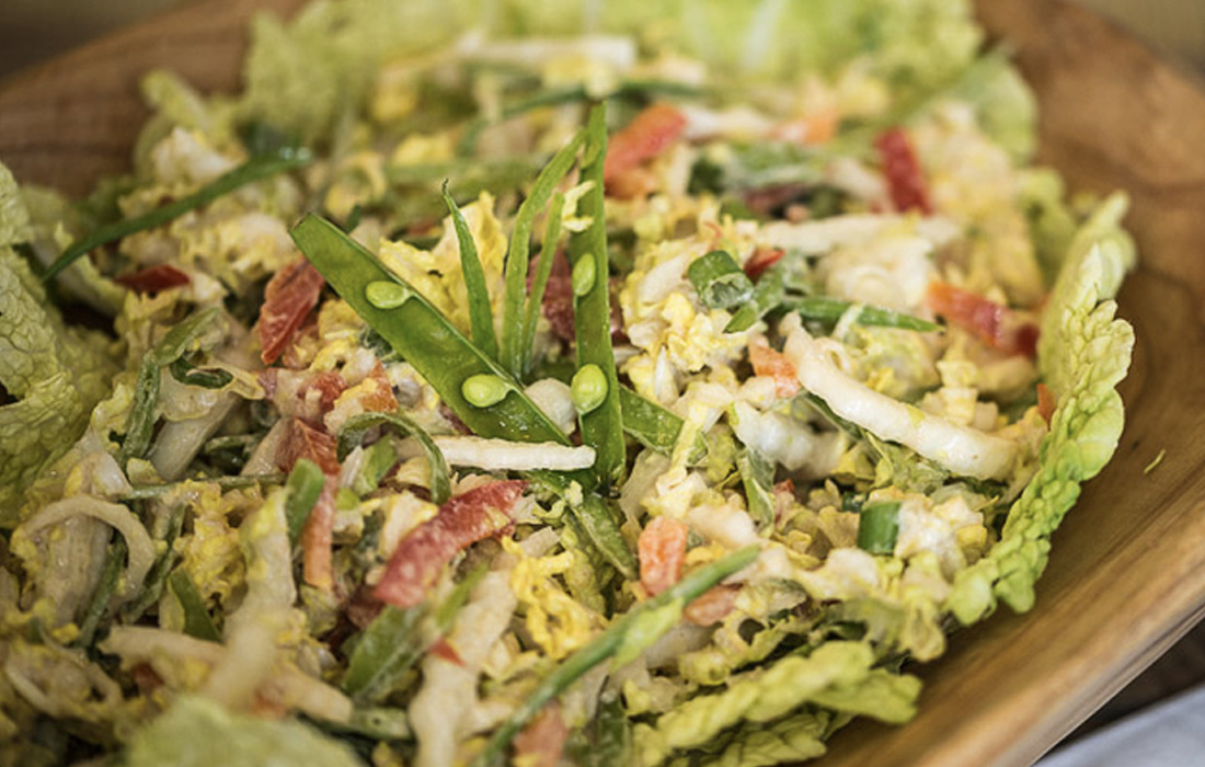 Napa Cabbage Salad with Sesame Peanut Dressing
