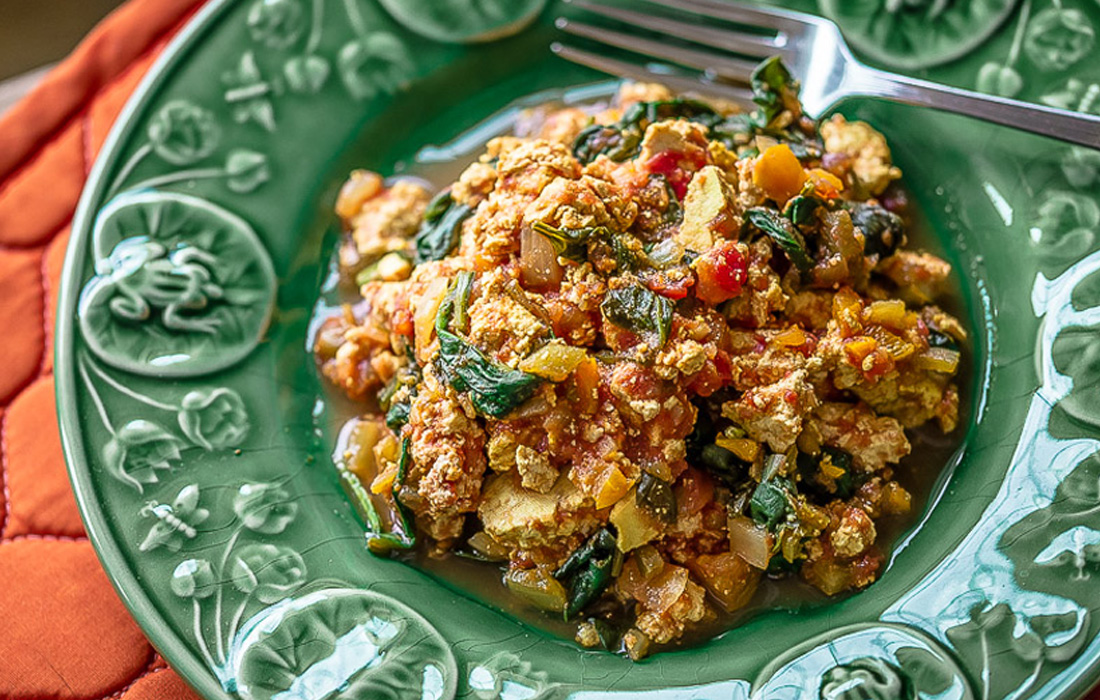 Tofu Scramble with Peppers and Onions
