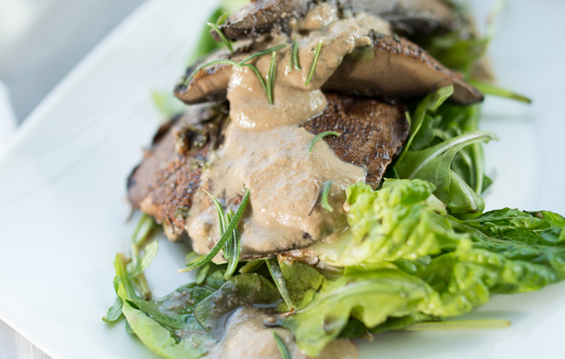 Portobello Steaks with Pecan Herb Gravy