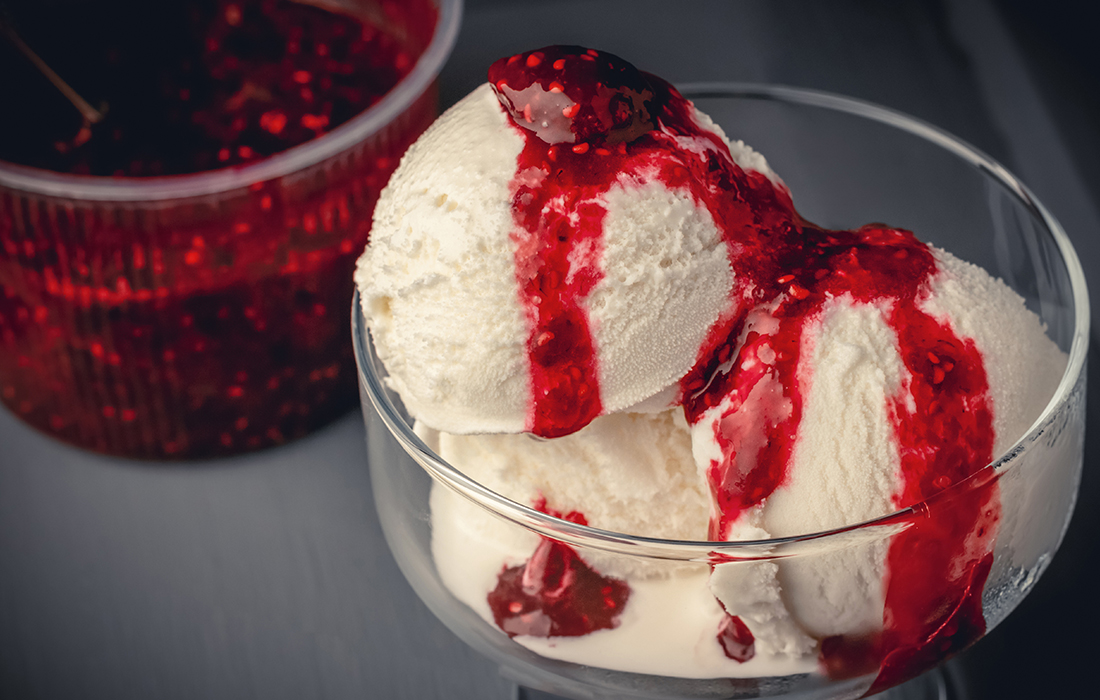 Vanilla Nice Cream with Raspberry Sauce | DrFuhrman.com